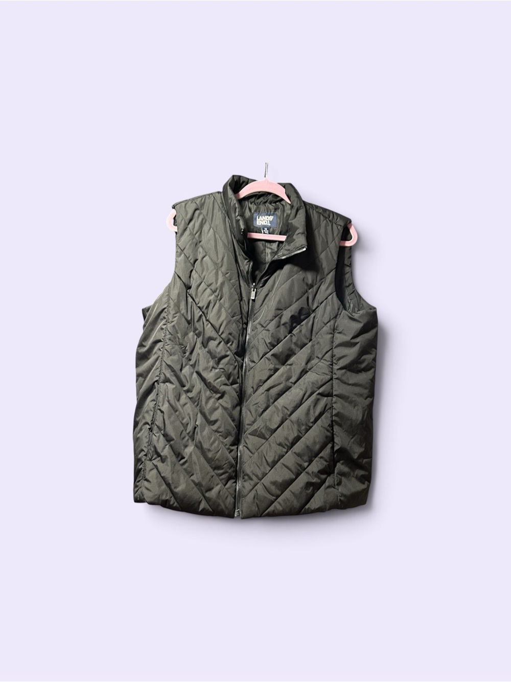 Lands' End Black Quilted Sleeveless Puffer Vest